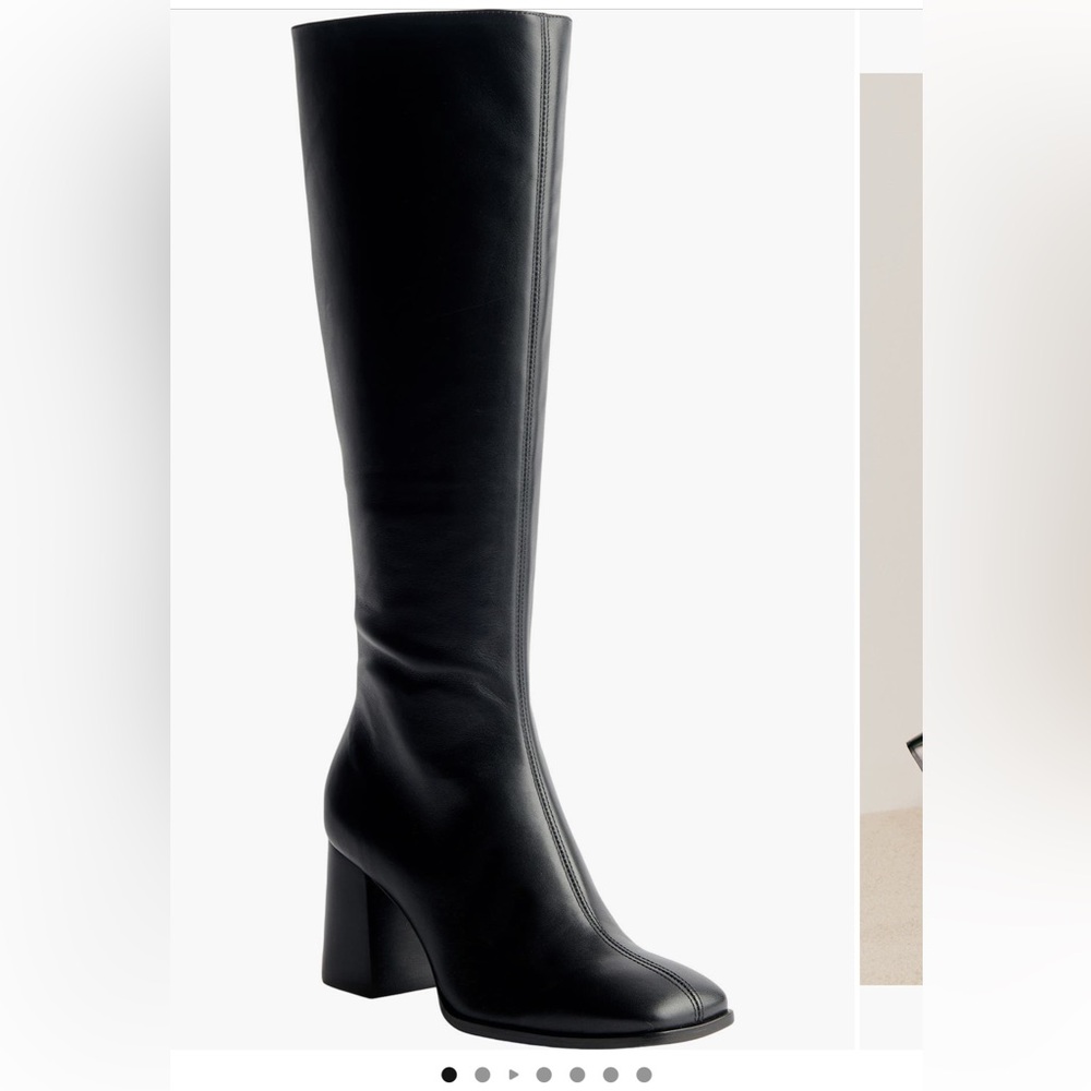 Reformation Nylah Knee High Boots Black Leather Size 8 - Picture 2 of 10